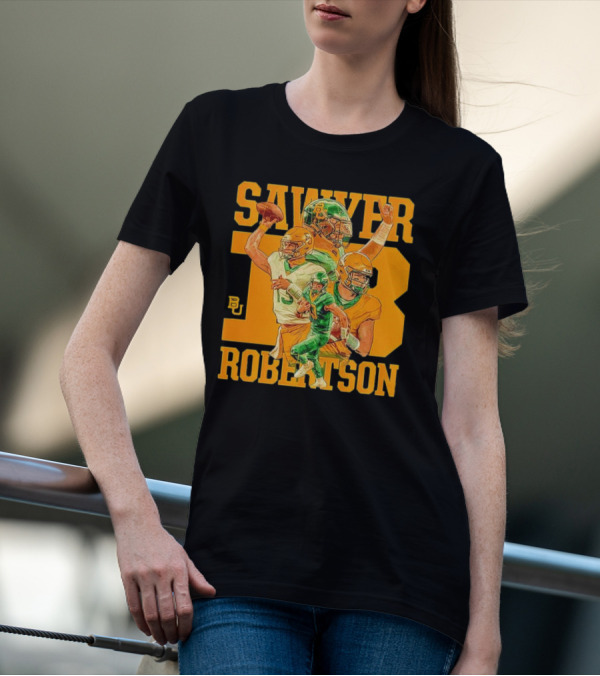 Baylor Bears Sawyer Robertson 13 Football Quarterback BU T-Shirt