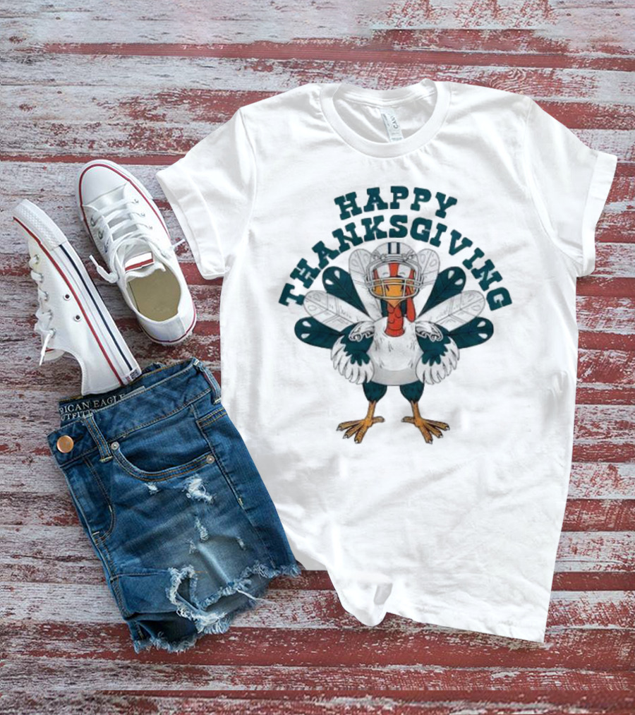Philadelphia Eagles Turkey Happy Thanksgiving Football T-Shirt
