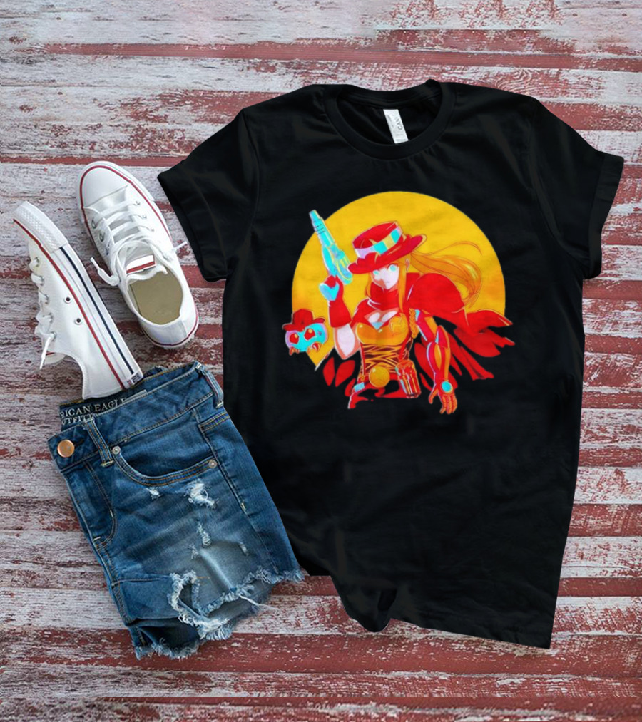 Samus Aran Metroid Marshal With Gun And Hat In Western T-Shirt
