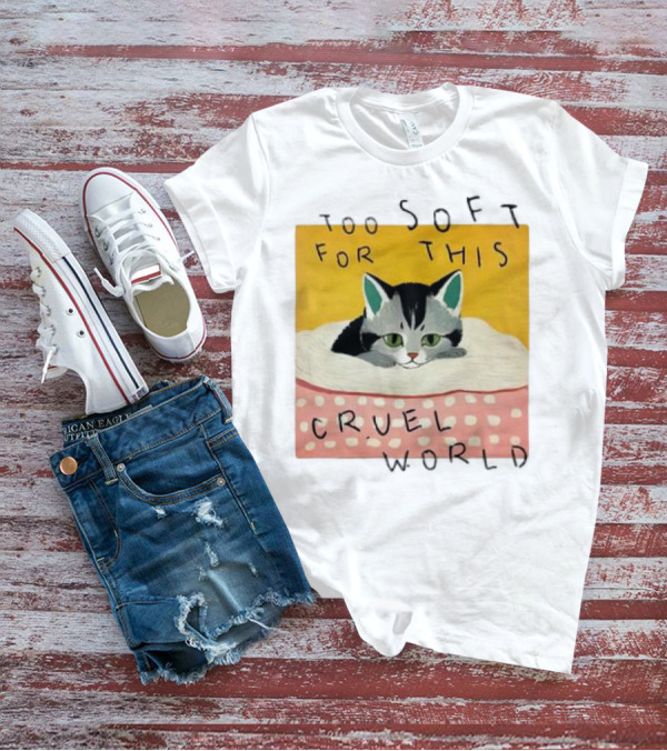 Too Soft For This Cruel World Cat In Cozy Blanket T-Shirt