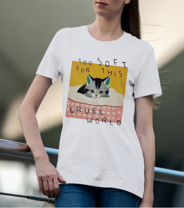 Too Soft For This Cruel World Cat In Cozy Blanket T-Shirt