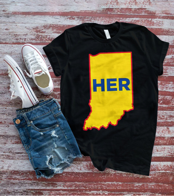 Caitlin Clark Indiana Fever Her State Yellow Map With Blue HER T-Shirt