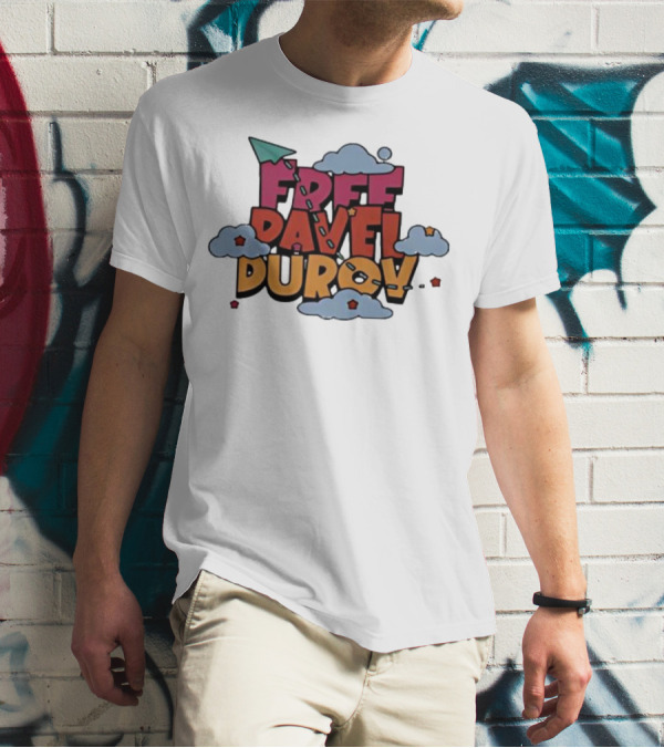 Free Pavel Durov Telegram Graffiti Clouds Paper Airplane T-Shirt