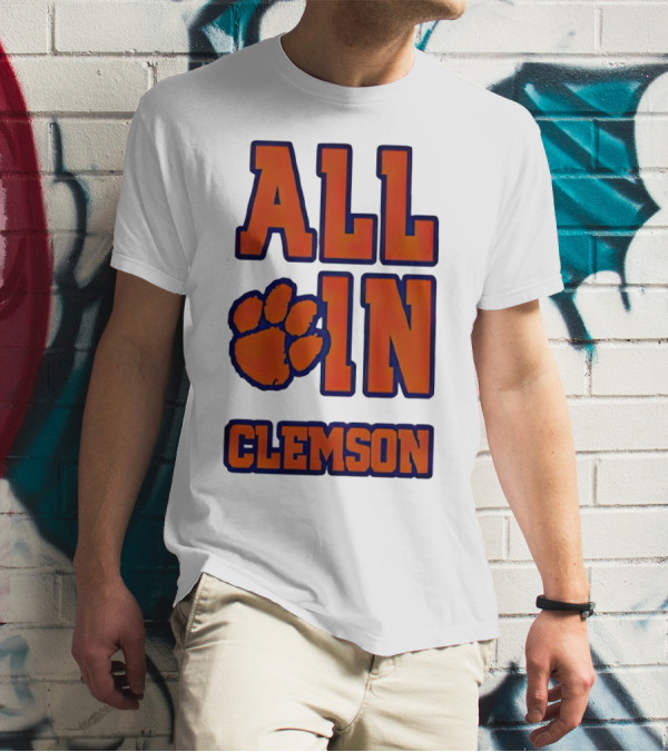 All In Clemson Tigers Football Paw T-Shirt