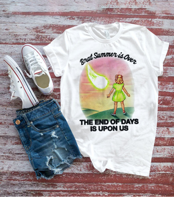 Brat Summer Is Over The End Of Days Is Upon Us Girl Watches Meteor Sunset T-Shirt