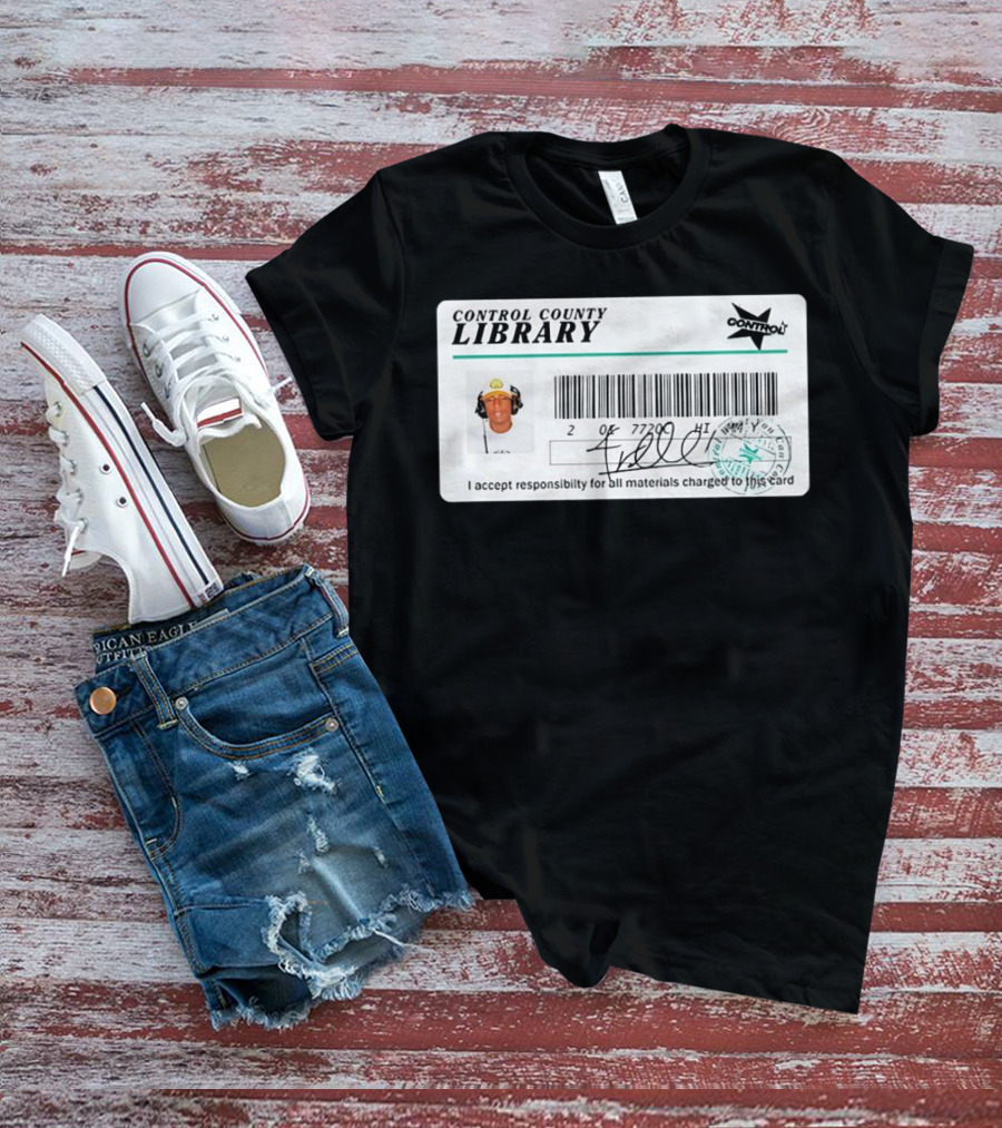 Control County Library Card Design With Signature And Photo T-Shirt