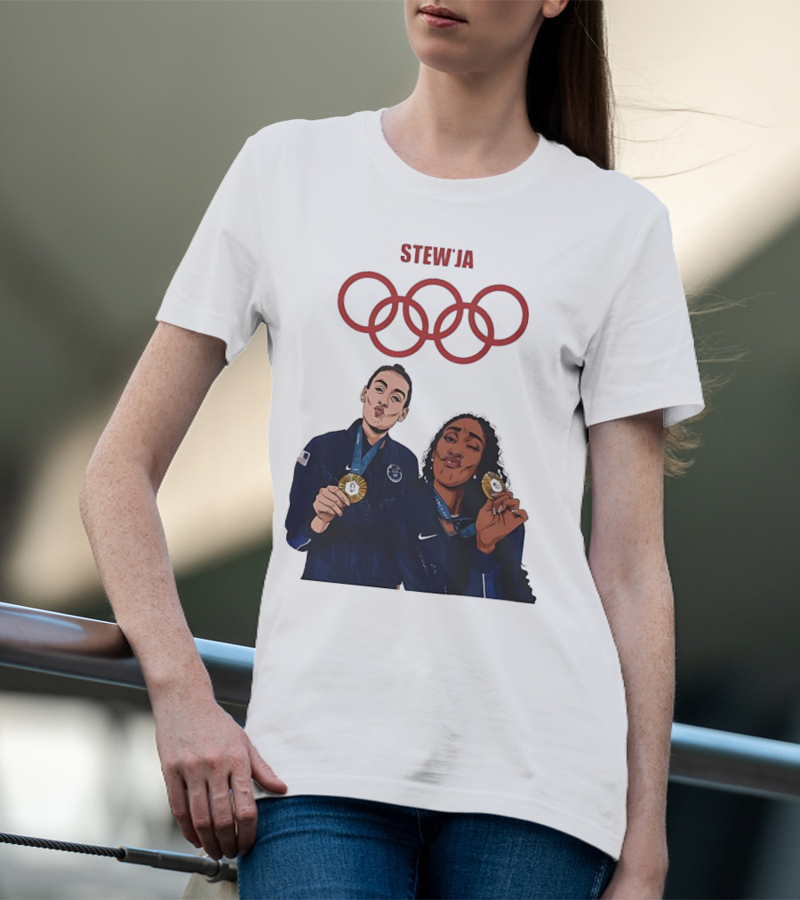 Stewja Olympic Rings A'Ja Wilson Breanna Stewart T-Shirt