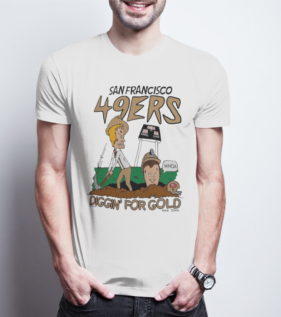 San Francisco 49ers Diggin' For Gold NFL X Beavis And Butt-Head T-Shirt