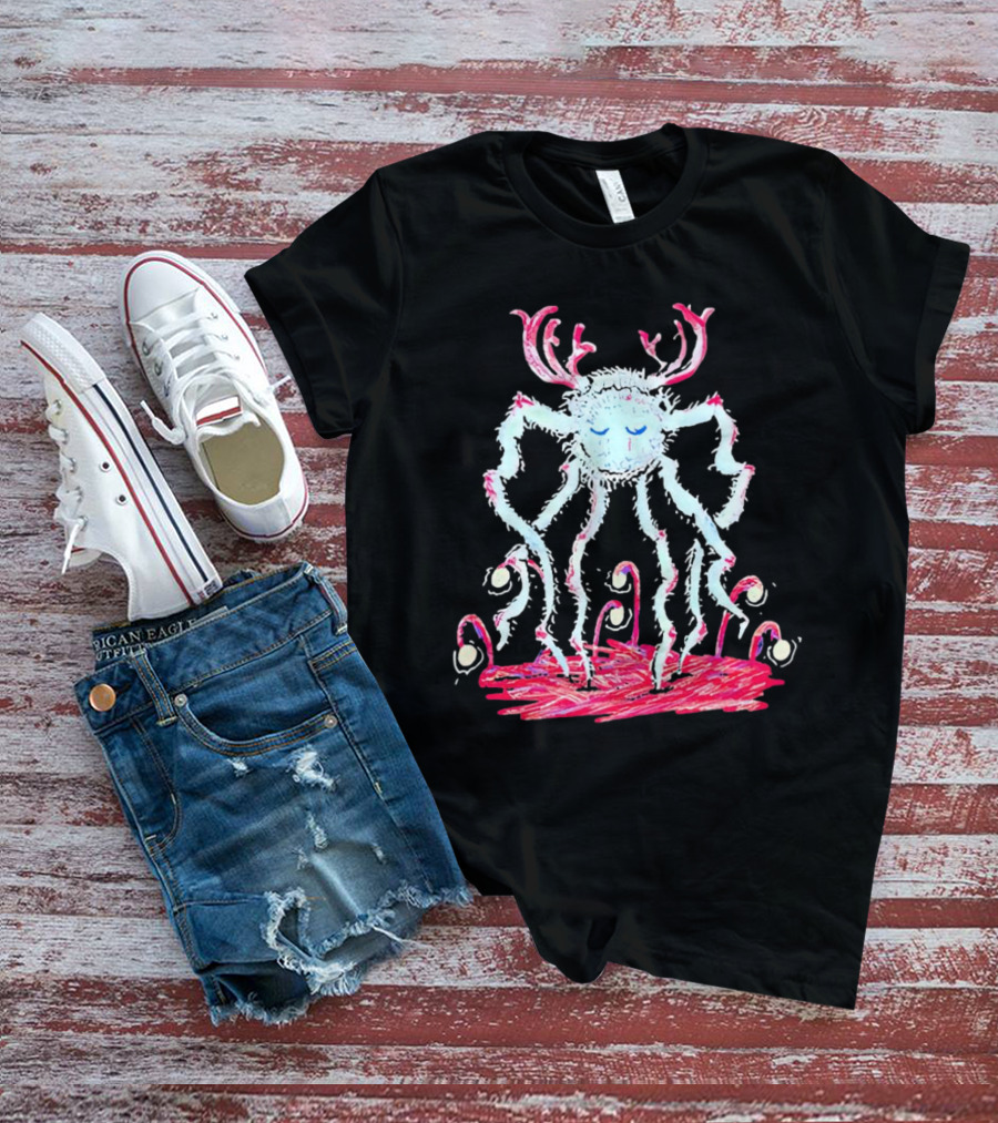 Cavetown Spider Whimsical Creature With Antlers In Pastel Sketch T-Shirt