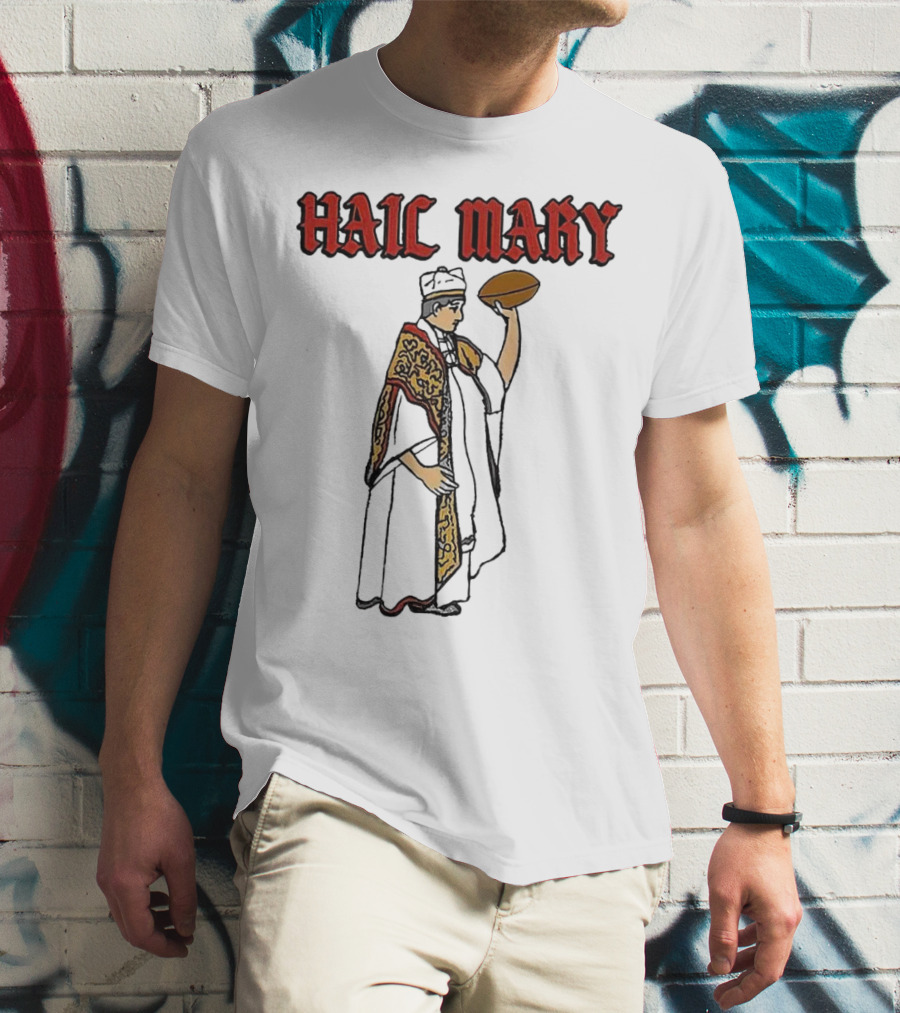 Hail Mary Priest Holding Football T-Shirt