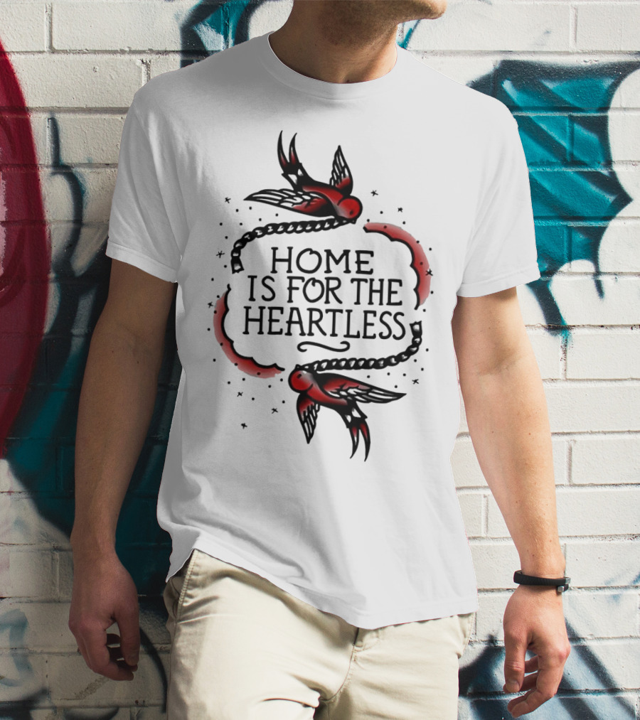 Home Is For The Heartless Red Swallows And Chain T-Shirt