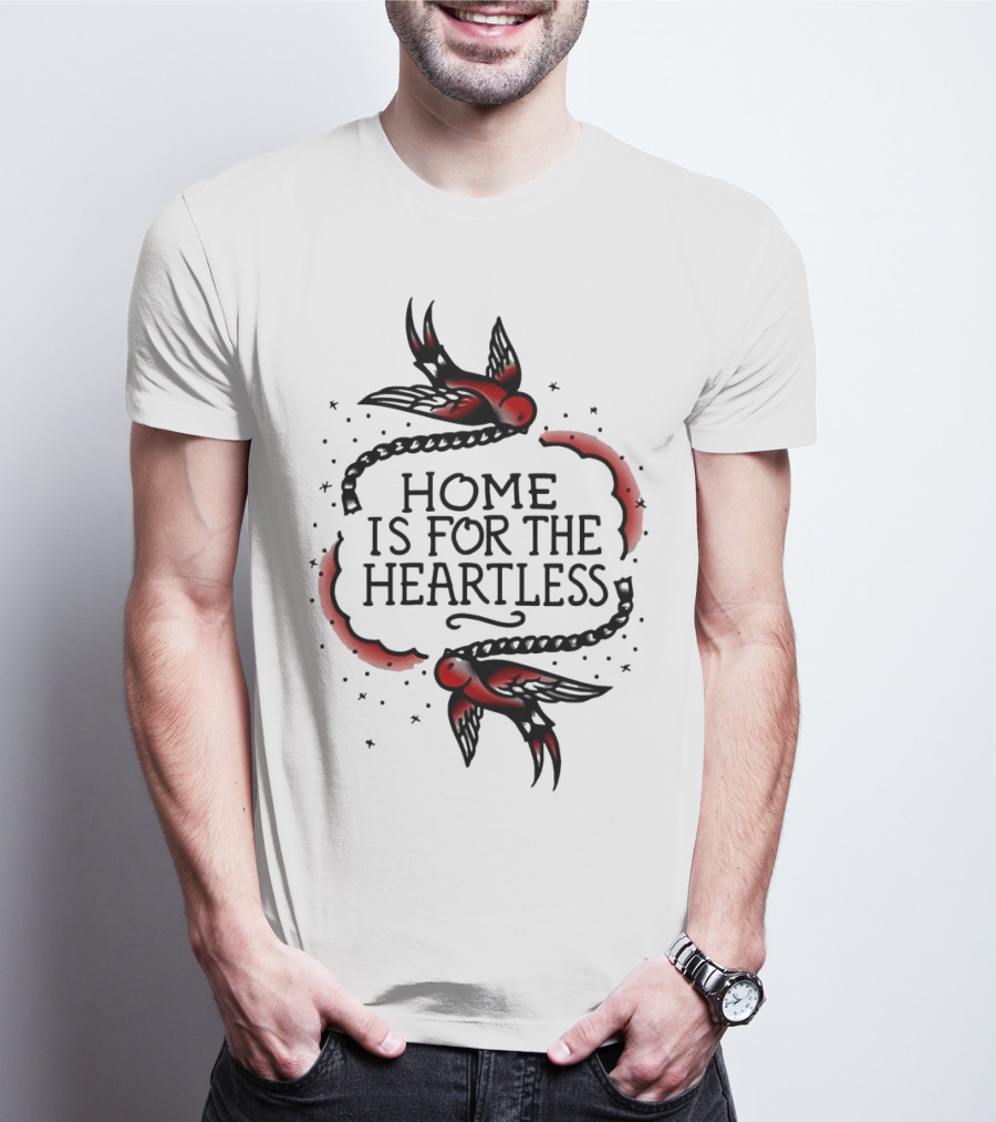 Home Is For The Heartless Red Swallows And Chain T-Shirt