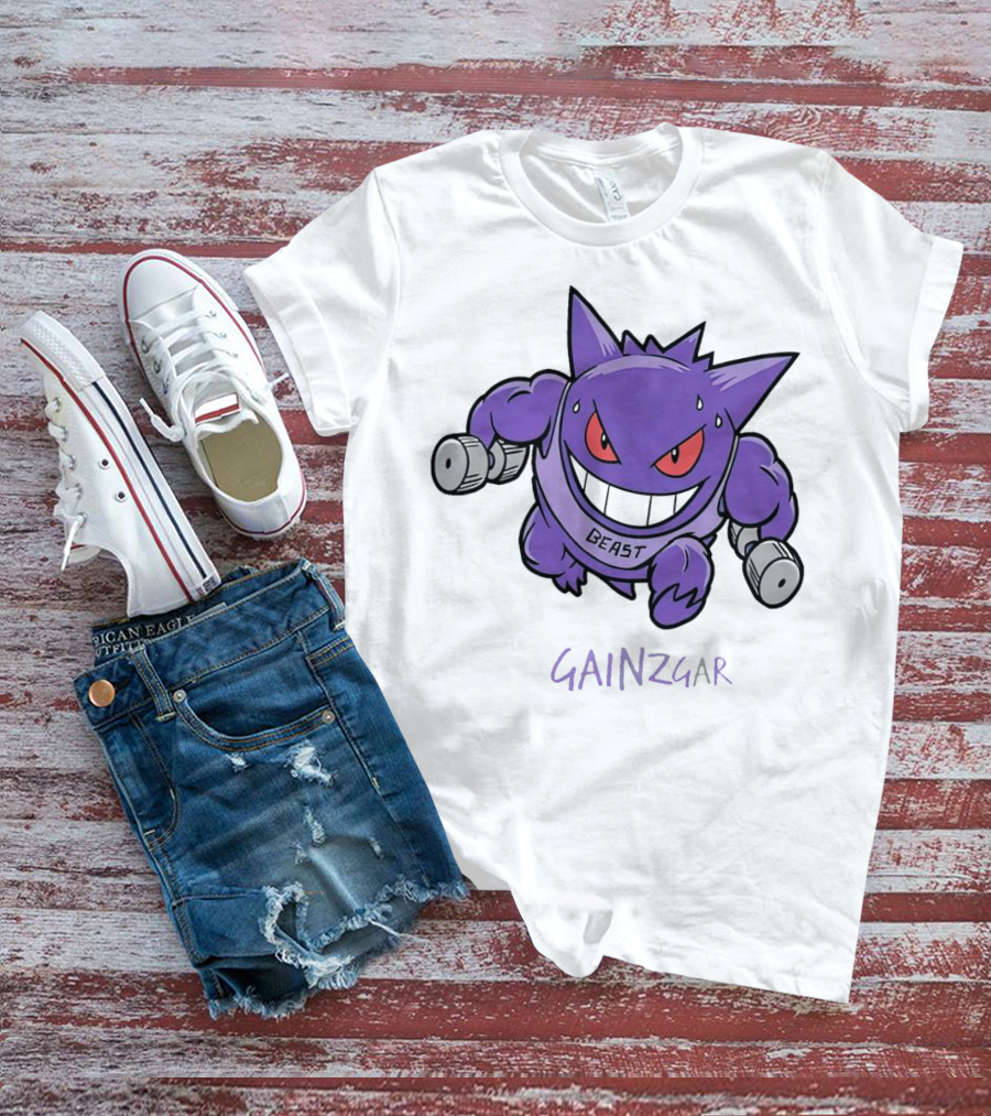 Pokemon Gengar Gainzgar Beast Lifting Dumbbells T-Shirt