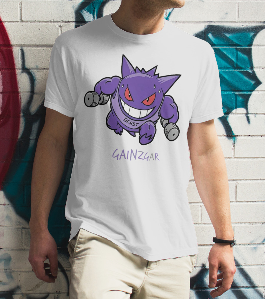 Pokemon Gengar Gainzgar Beast Lifting Dumbbells T-Shirt