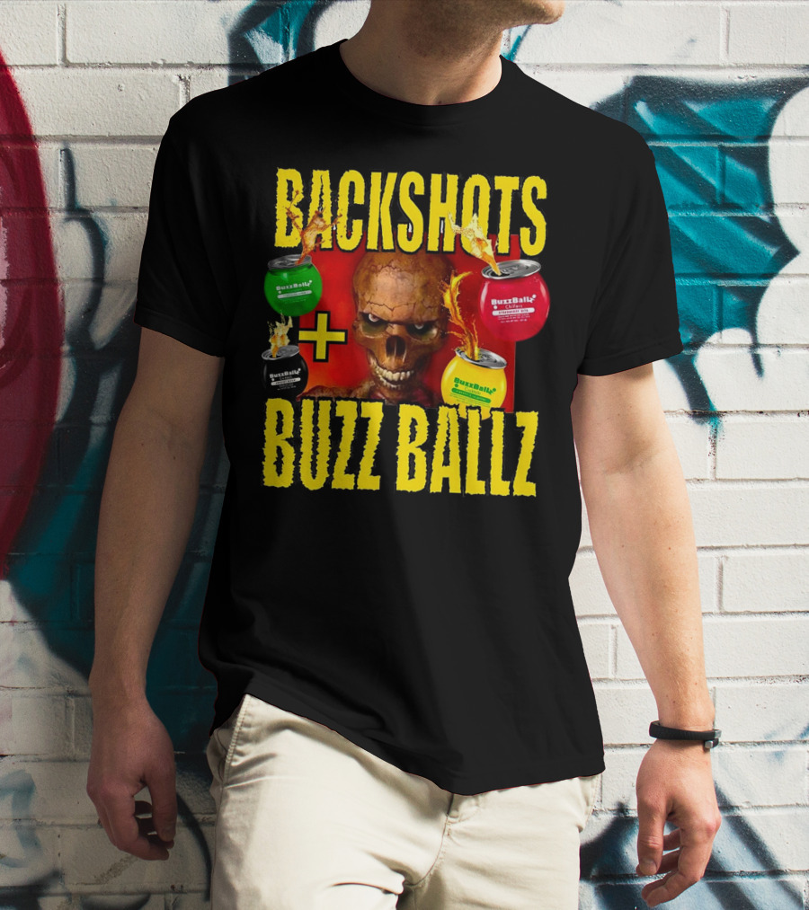 Backshots With Buzz Ballz Fiery Skeleton Combo T-Shirt
