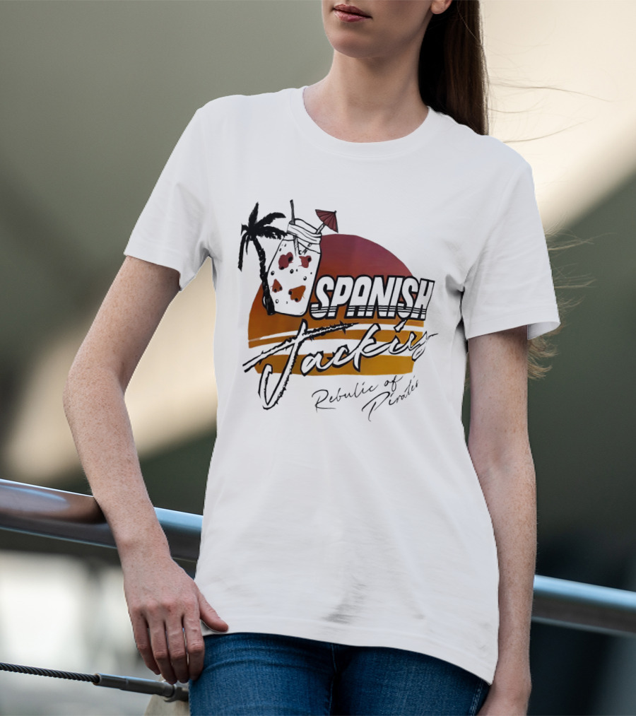 Spanish Jacking Republic Of Pirates Sunset Palm Tropical Drink T-Shirt
