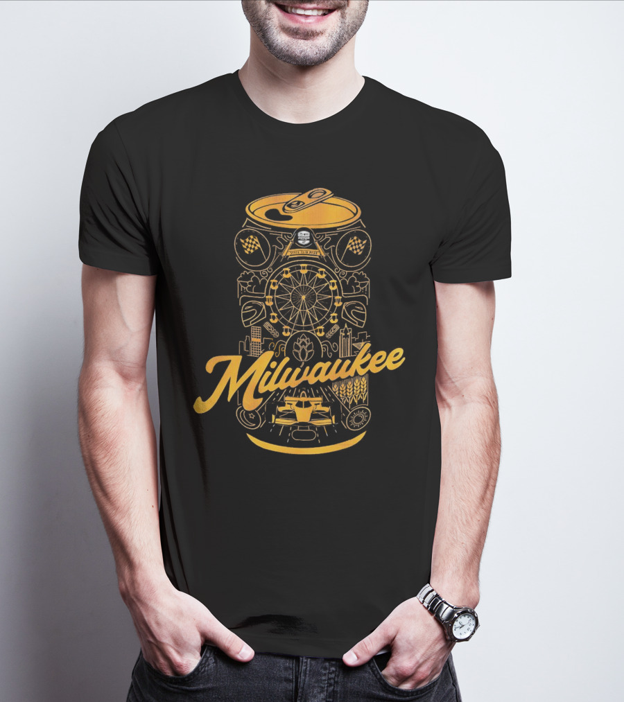 Milwaukee State Fair Park Ferris Wheel And Beer Can T-Shirt