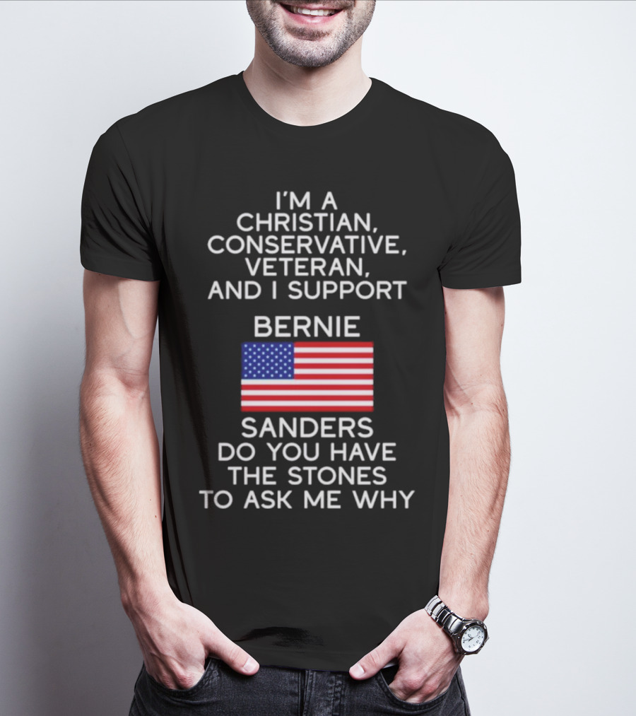 Christian Conservative Veteran Supporting Bernie Sanders American Flag Inquiry T-Shirt