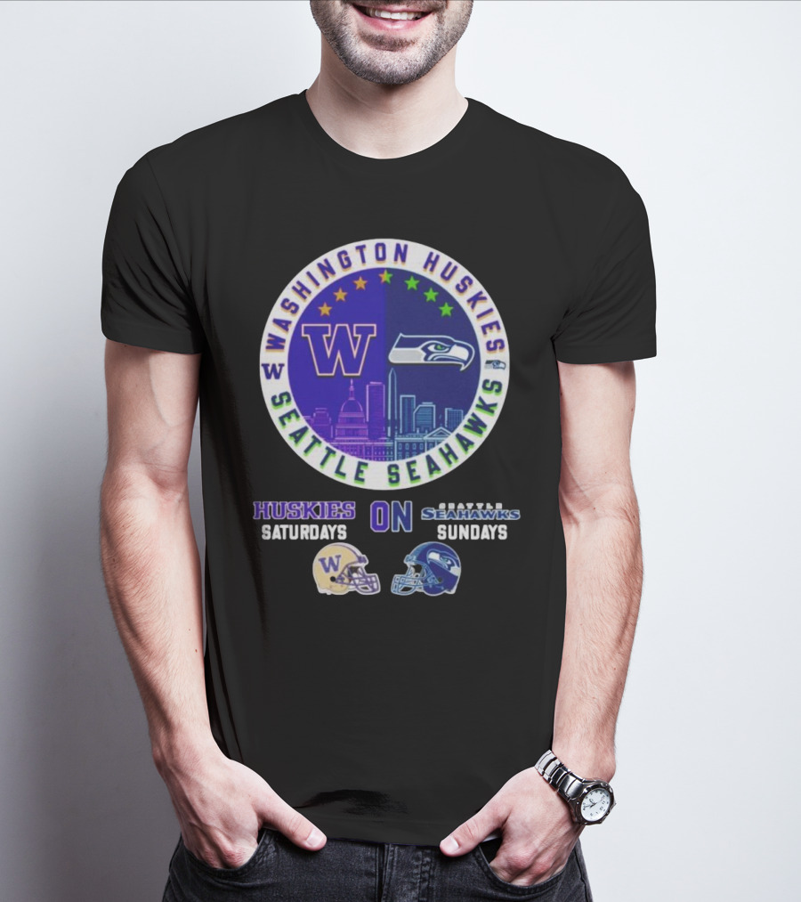 Washington Huskies Seattle Seahawks Huskies On Saturdays Seahawks On Sundays T-Shirt