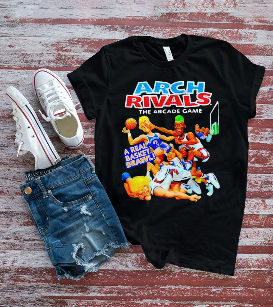 Arch Rivals Arcade Game A Real Basket Brawl Action Scene T-Shirt