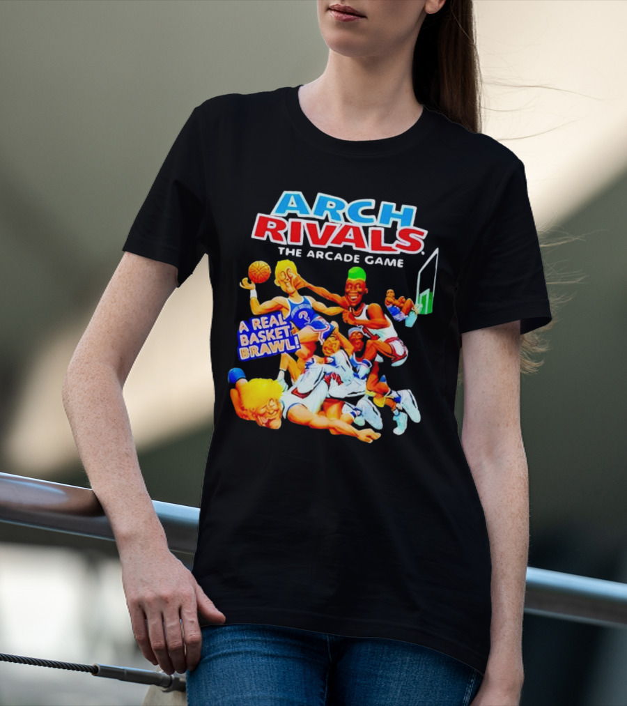 Arch Rivals Arcade Game A Real Basket Brawl Action Scene T-Shirt