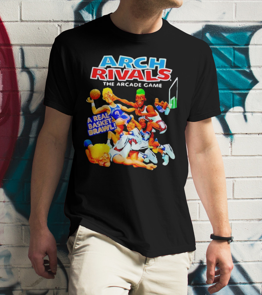 Arch Rivals Arcade Game A Real Basket Brawl Action Scene T-Shirt