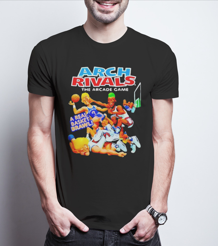 Arch Rivals Arcade Game A Real Basket Brawl Action Scene T-Shirt