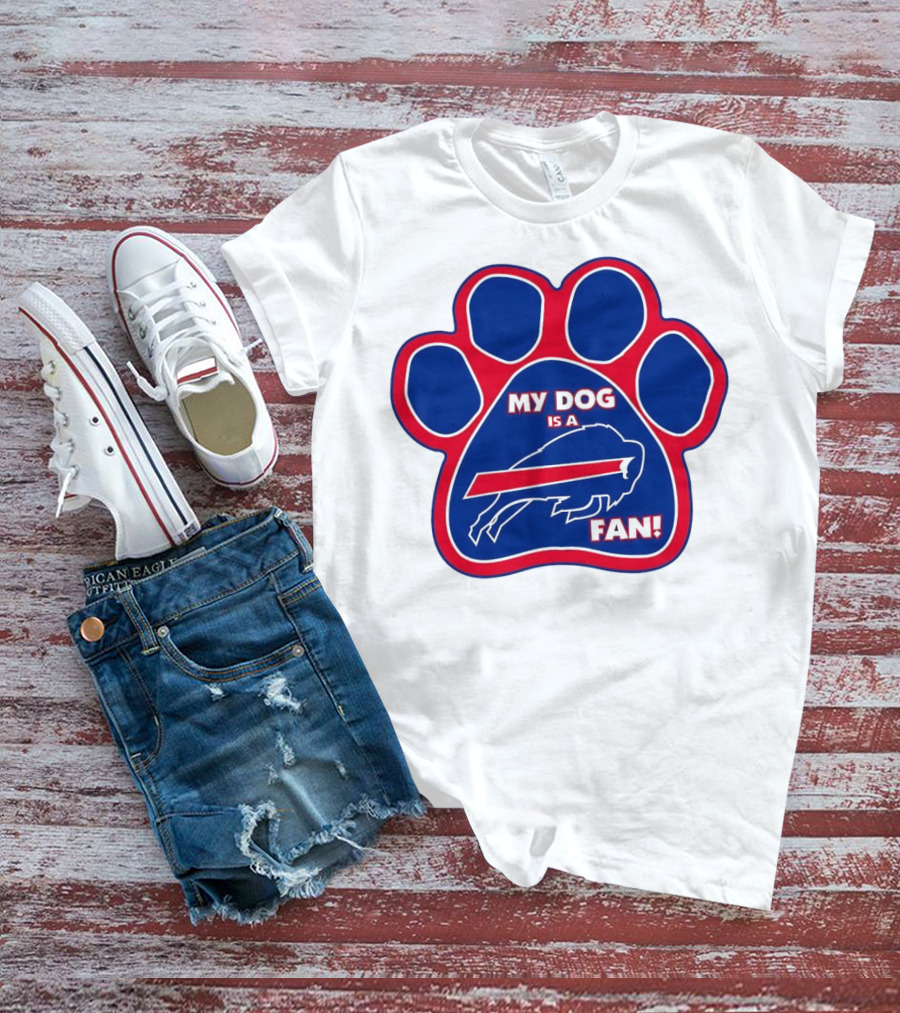 Buffalo Bills My Dog Is A Fan Paw Prints T-Shirt