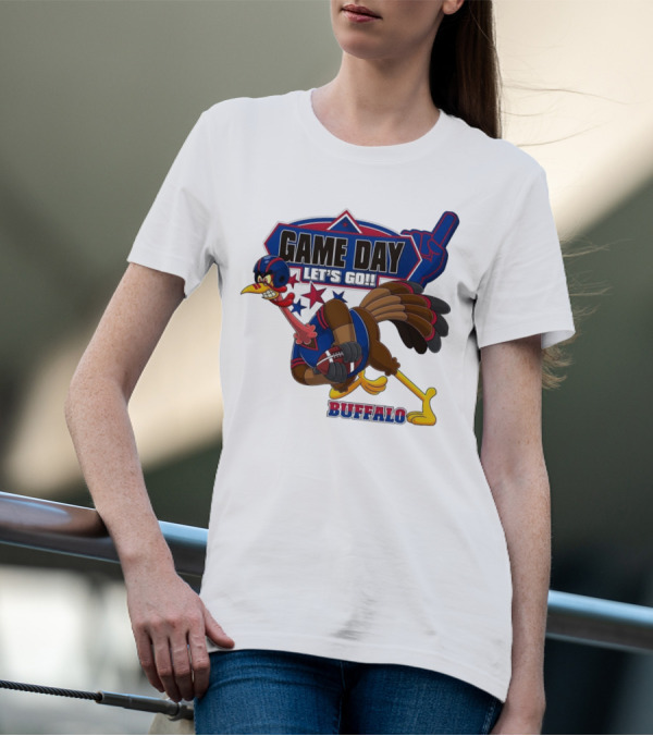 Game Day Let's Go Buffalo Football Turkey Mascot T-Shirt