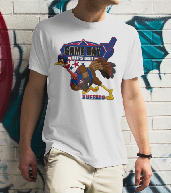 Game Day Let's Go Buffalo Football Turkey Mascot T-Shirt
