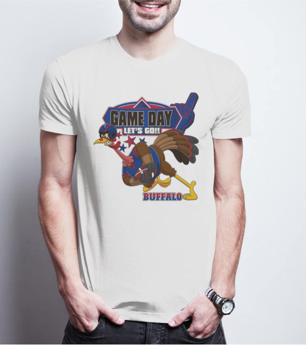Game Day Let's Go Buffalo Football Turkey Mascot T-Shirt