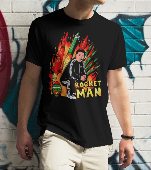 Penkmatters Rocket Man Kim Jong Un Parody With Red And Green Missiles T-Shirt