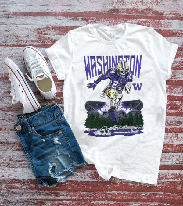 Washington Huskies Dawg Dash Immortal Football Stadium And Boats T-Shirt