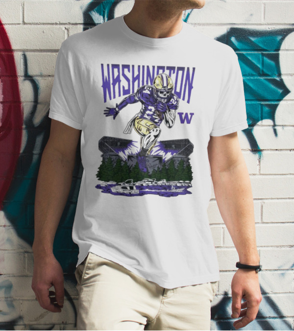 Washington Huskies Dawg Dash Immortal Football Stadium And Boats T-Shirt