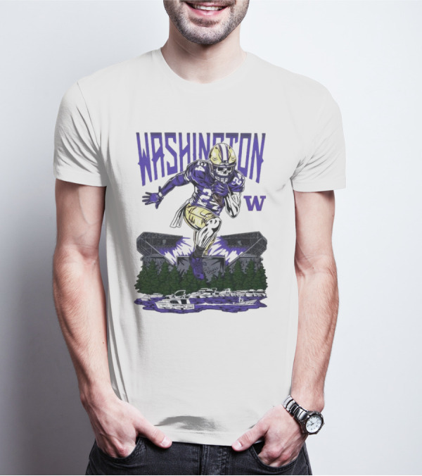 Washington Huskies Dawg Dash Immortal Football Stadium And Boats T-Shirt