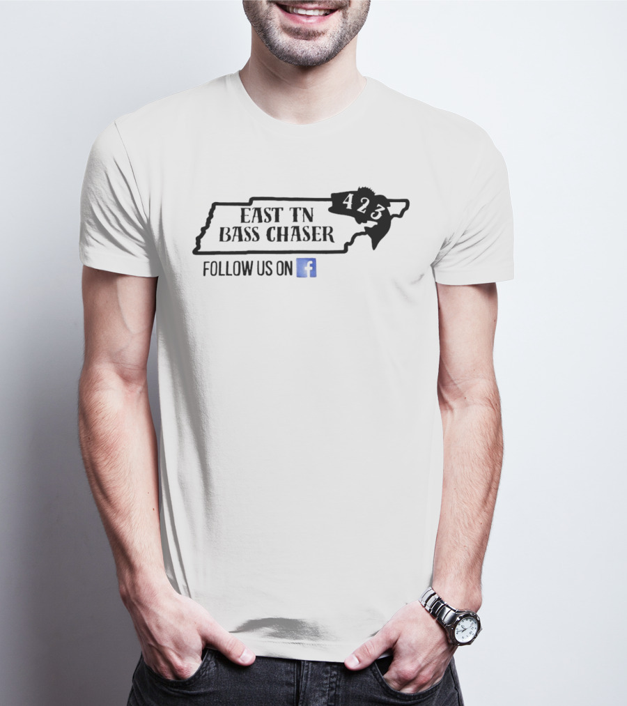 East TN Bass Chaser 423 Follow Us On Facebook T-Shirt
