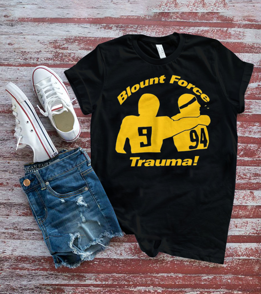 Blount Force Trauma Silhouetted Players 9 And 94 Impact Moment T-Shirt