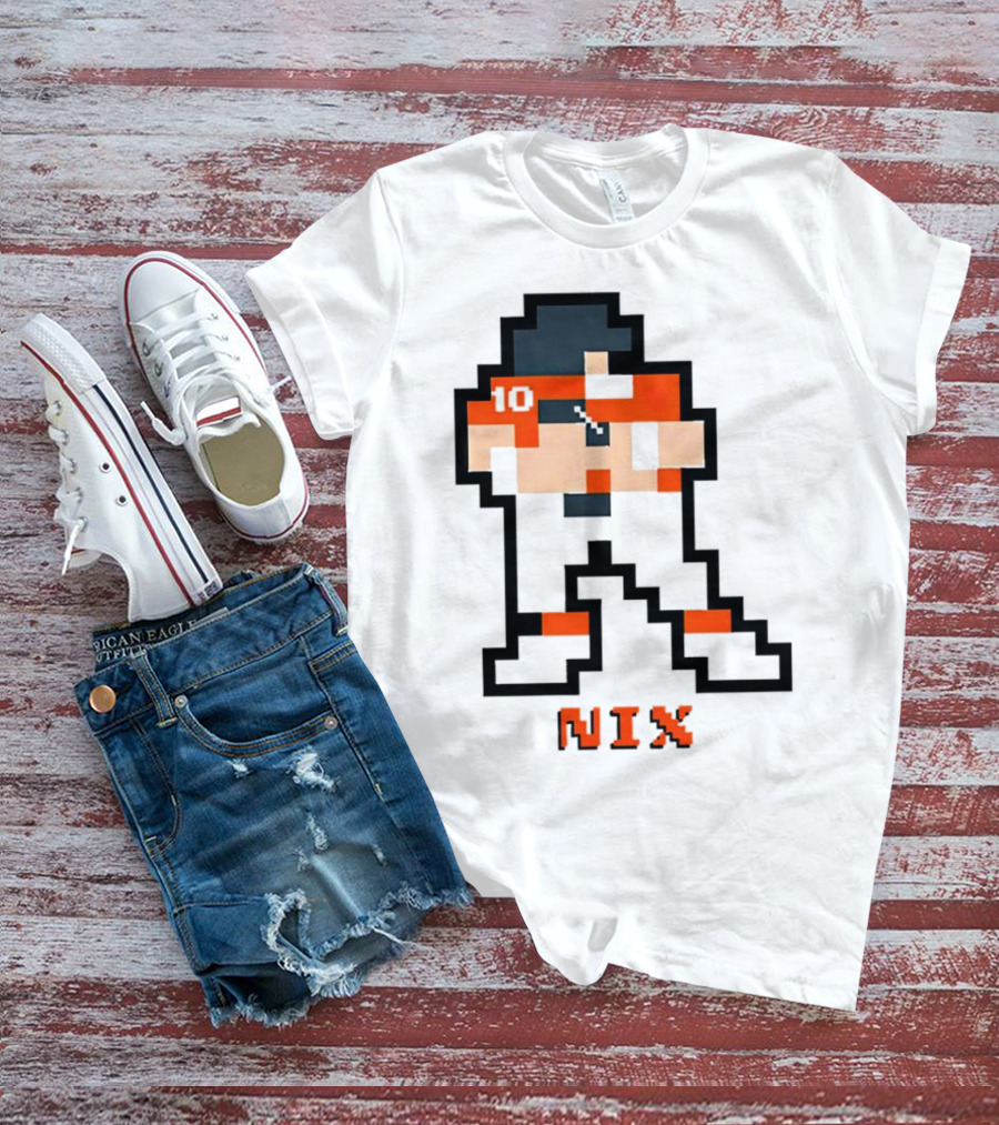 Bo Nix 8-Bit Pixel Art 10 Block Figure T-Shirt