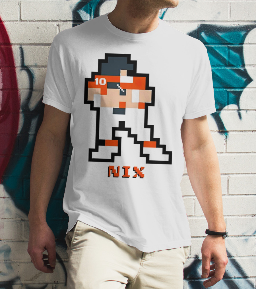 Bo Nix 8-Bit Pixel Art 10 Block Figure T-Shirt