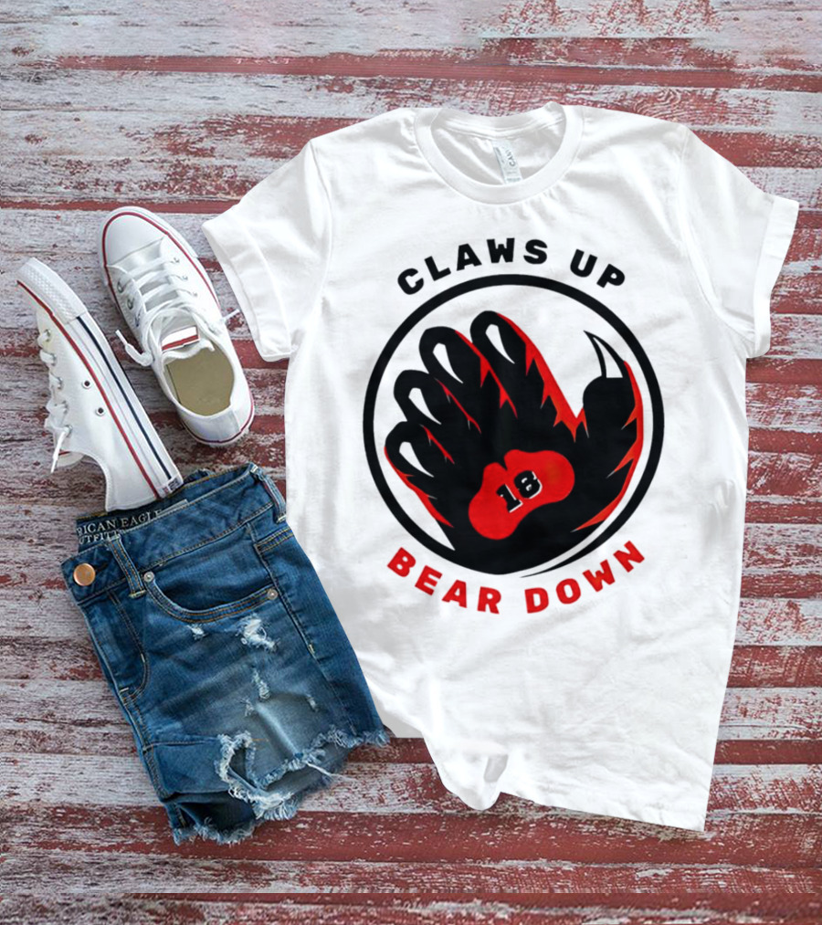Claws Up Bear Down 18 Caleb Williams Chicago Bears T-Shirt