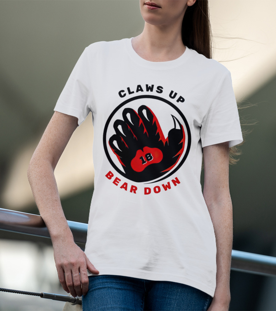 Claws Up Bear Down 18 Caleb Williams Chicago Bears T-Shirt