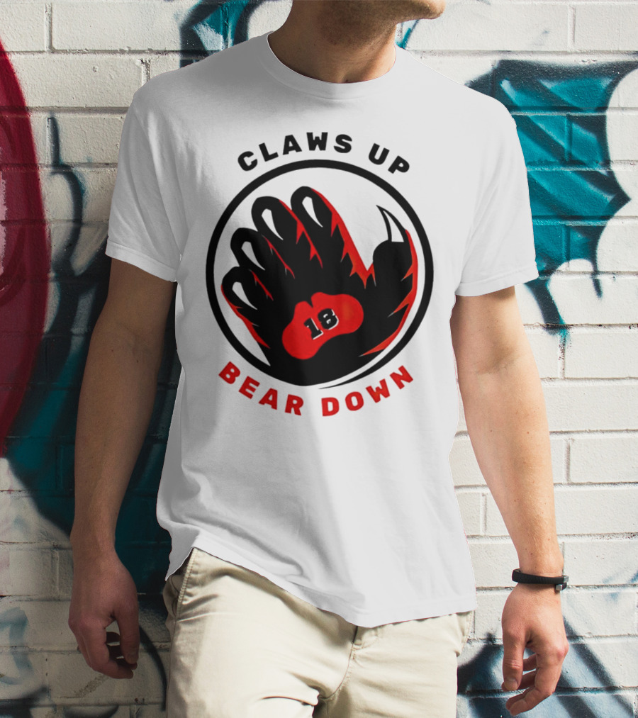 Claws Up Bear Down 18 Caleb Williams Chicago Bears T-Shirt