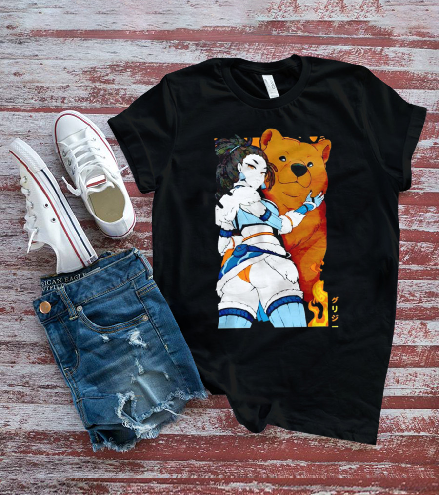 Grizzy X Gsupps Waifu Collab Anime Bear Fire T-Shirt
