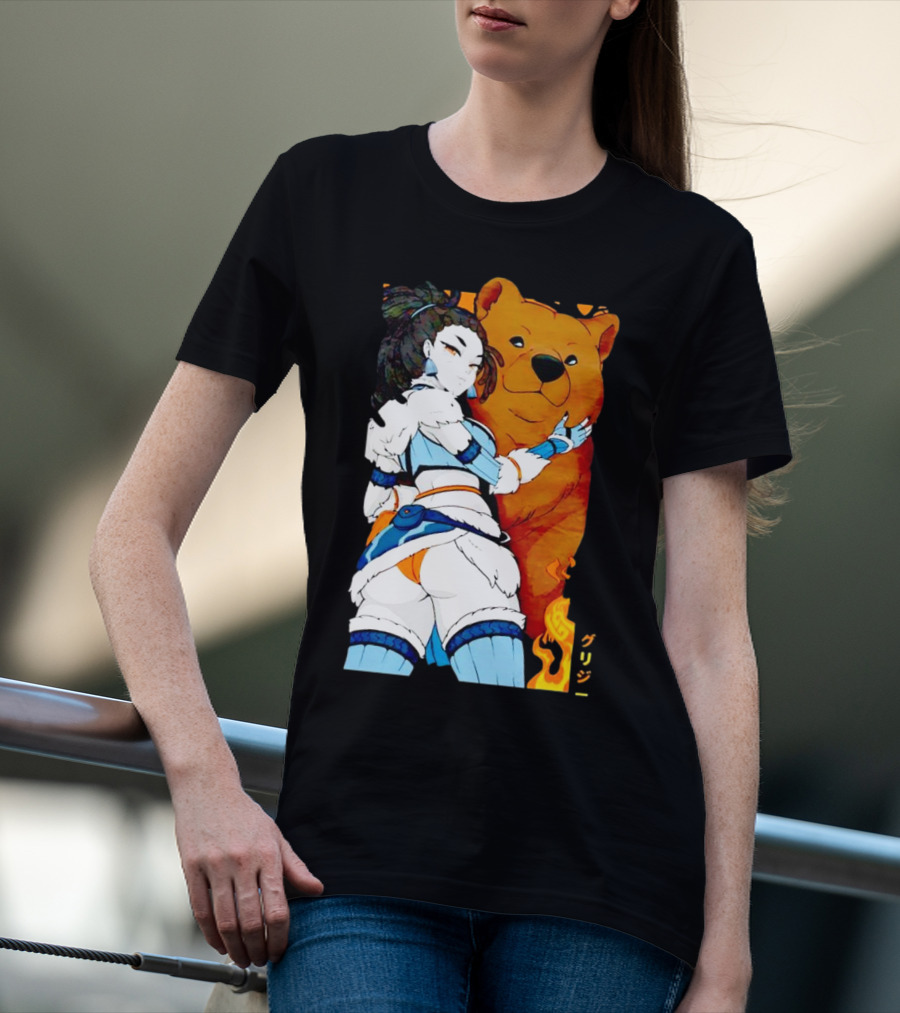 Grizzy X Gsupps Waifu Collab Anime Bear Fire T-Shirt
