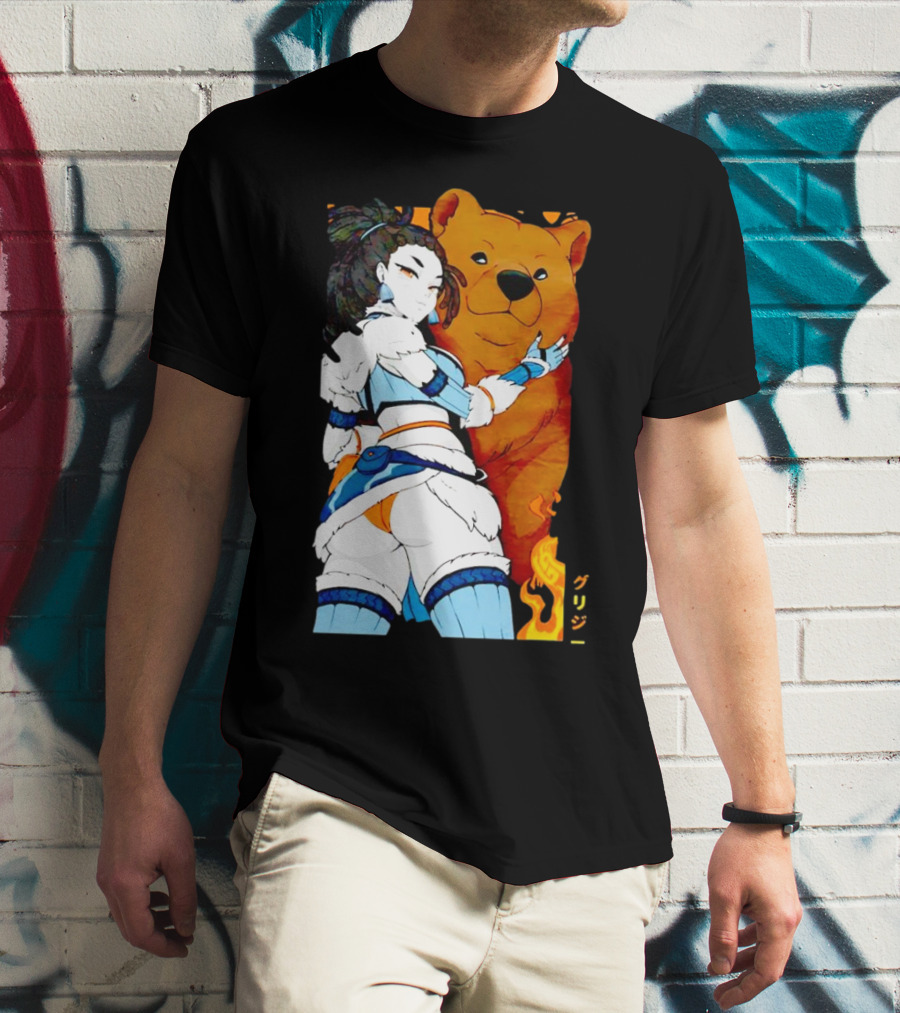 Grizzy X Gsupps Waifu Collab Anime Bear Fire T-Shirt