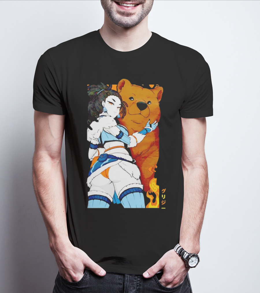 Grizzy X Gsupps Waifu Collab Anime Bear Fire T-Shirt
