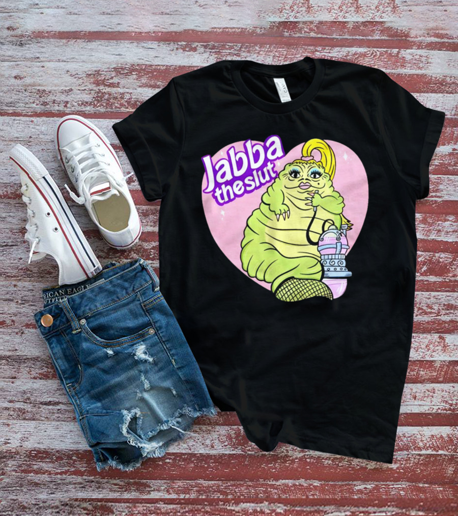 Jabba The Slut Parody Pink Heart Background T-Shirt