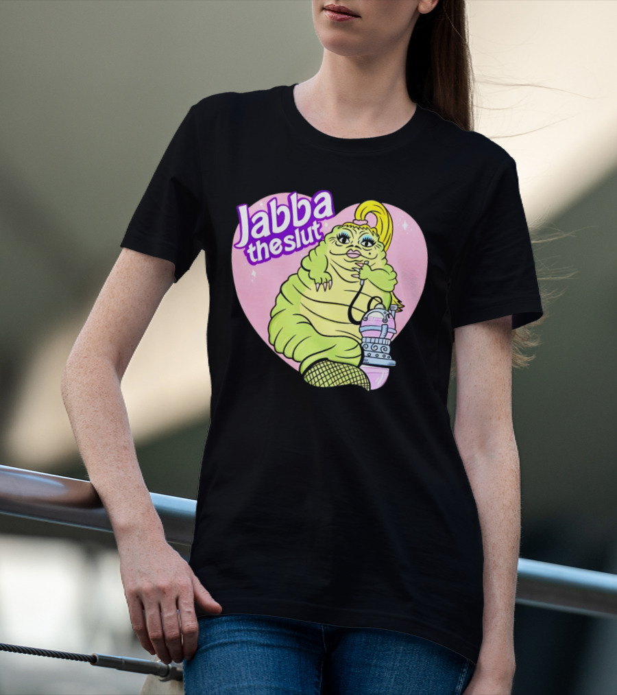 Jabba The Slut Parody Pink Heart Background T-Shirt
