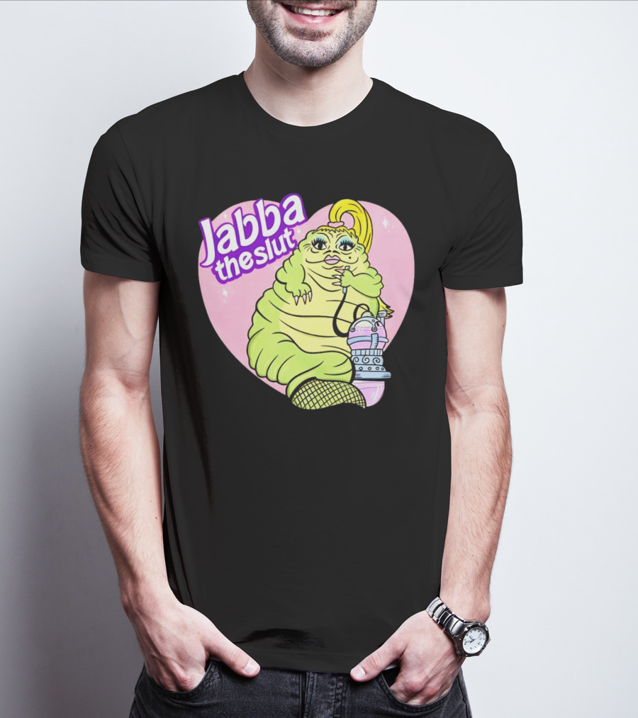Jabba The Slut Parody Pink Heart Background T-Shirt