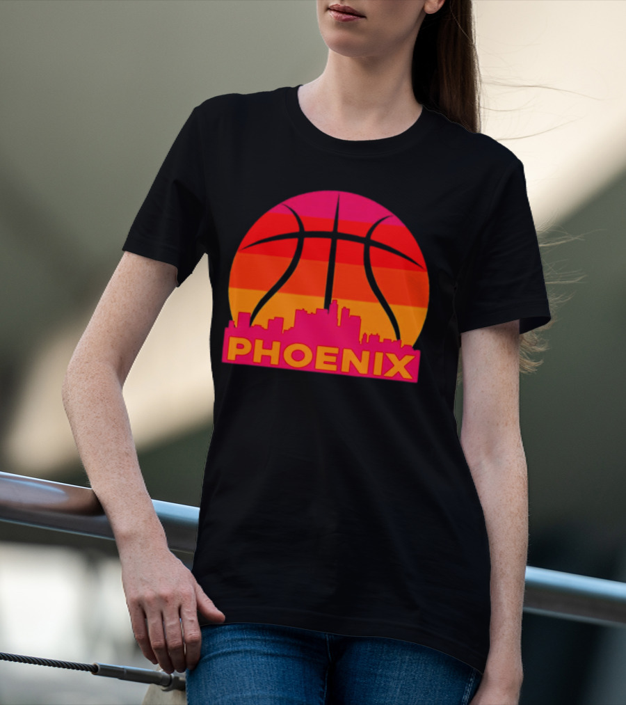 Phoenix Suns Sunset Basketball Skyline T-Shirt